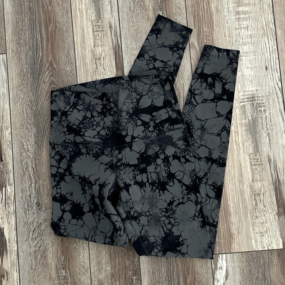Lululemon Wunder Under Hi-Rise Shibori Leggings Black Dark Carbon - Size 8